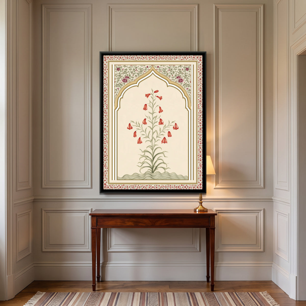 Mughal Lily — canvas art shown in a second room setting