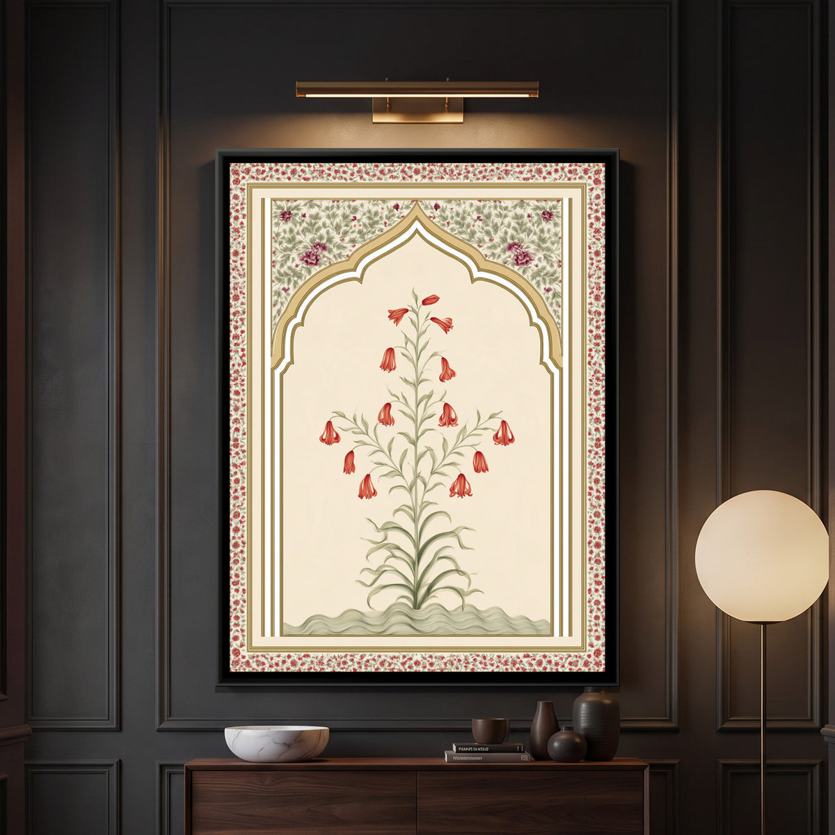 Mughal Lily — framed canvas art hung on a wall