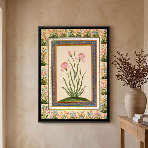 Mughal Iris — framed canvas art hung on a wall