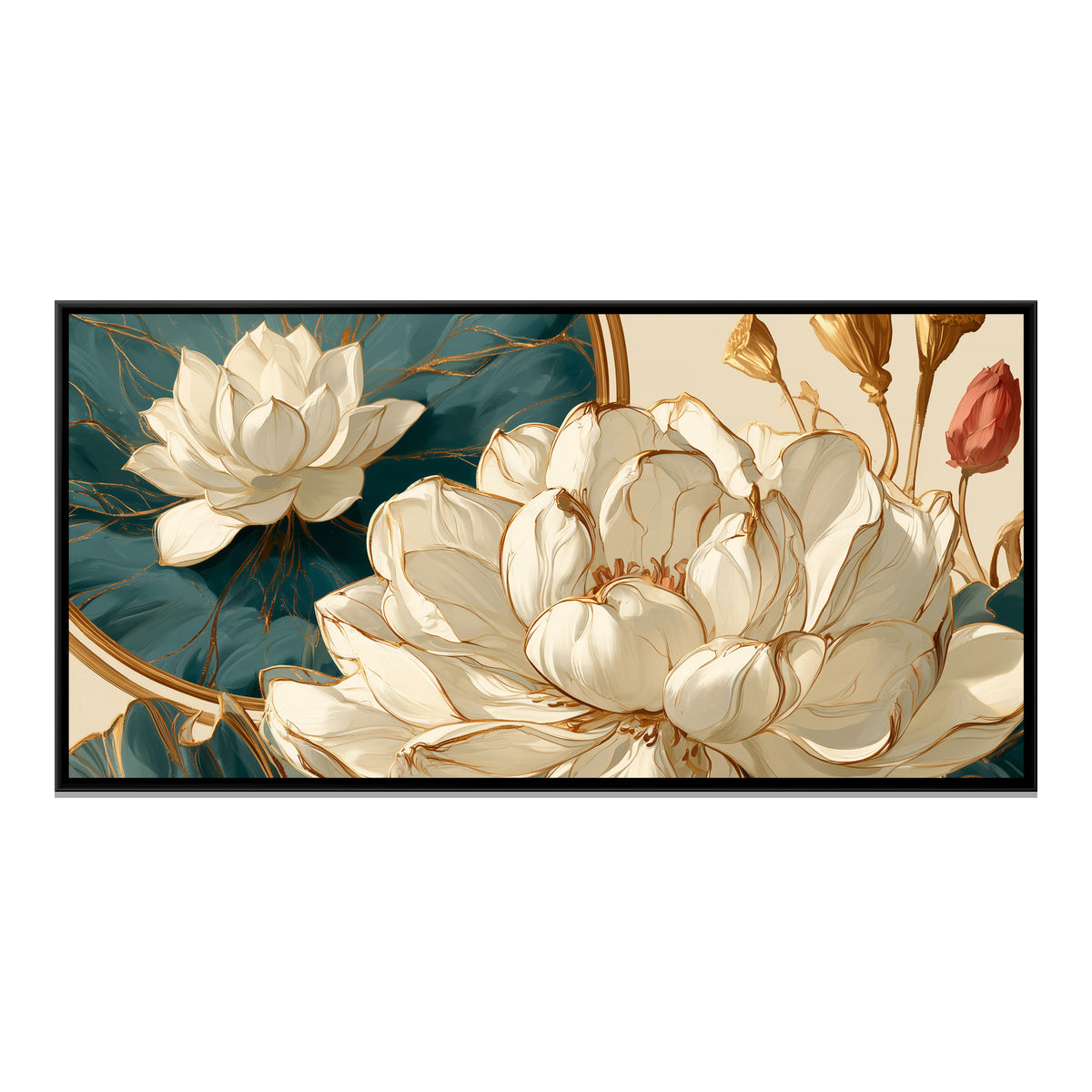 Art Nouveau Lotus — framed canvas print, front view