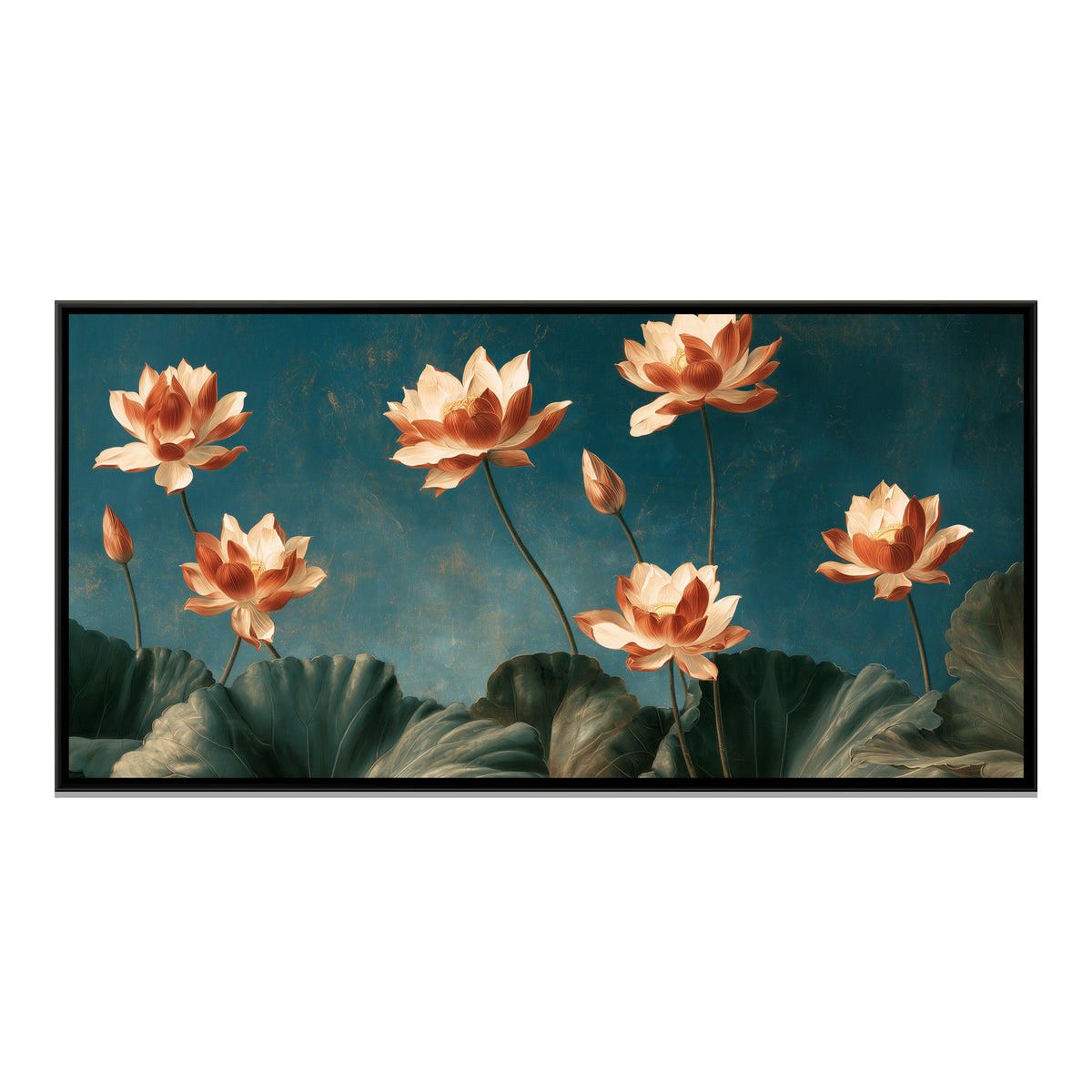 Chinoiserie Lotus — framed canvas print, front view