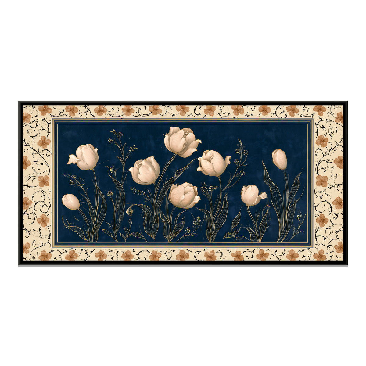 Mughal Tulips — framed canvas print, front view