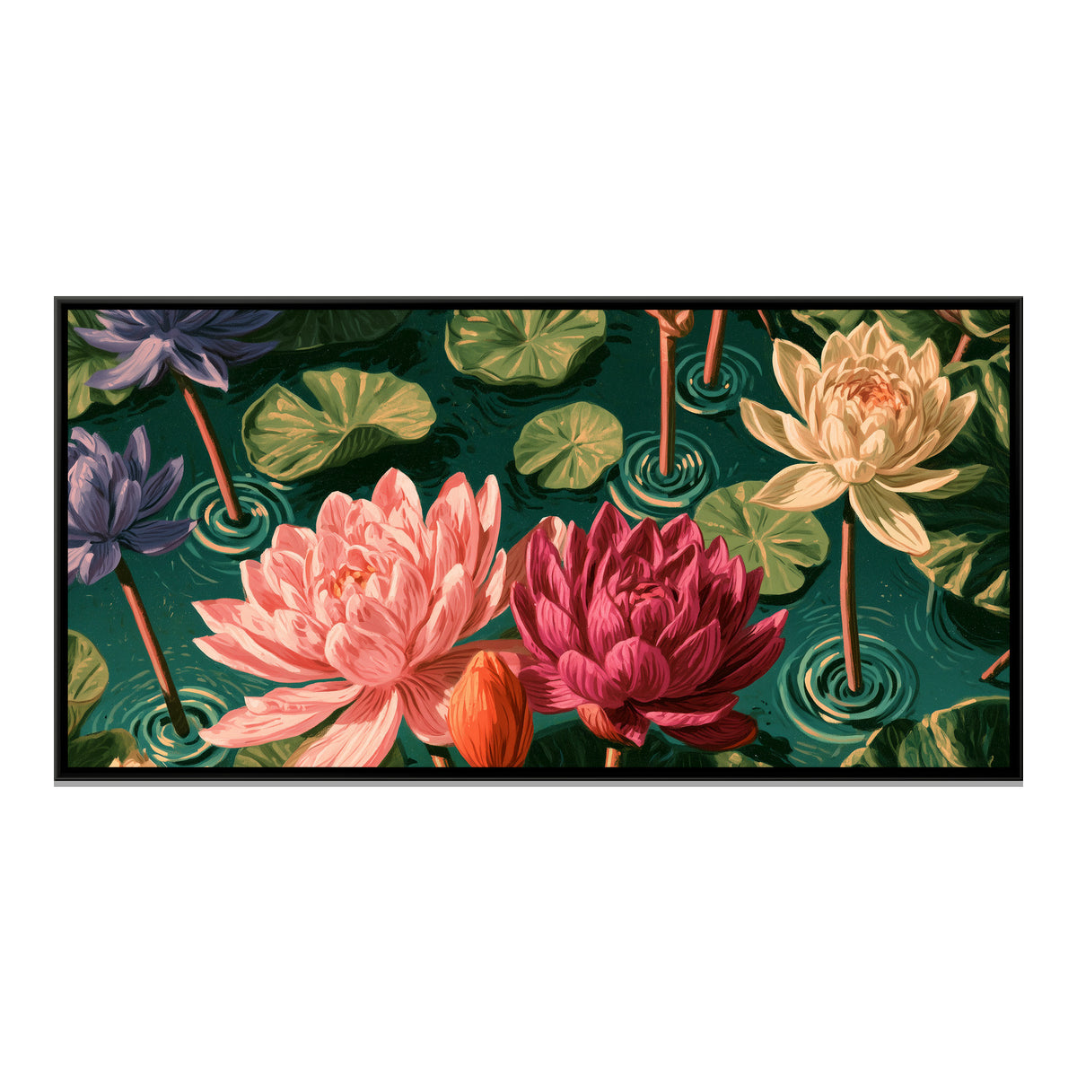 Lotus Pond — framed canvas print, front view