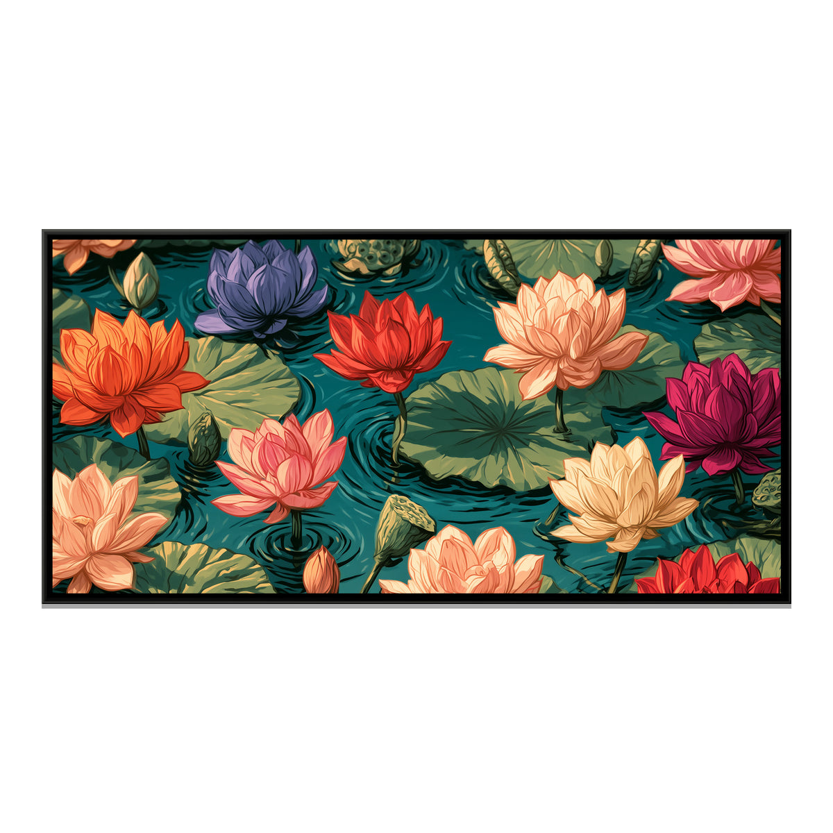 Lotus Pond — framed canvas print, front view
