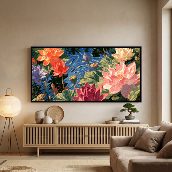Lotus Pond — framed canvas art hung on a wall