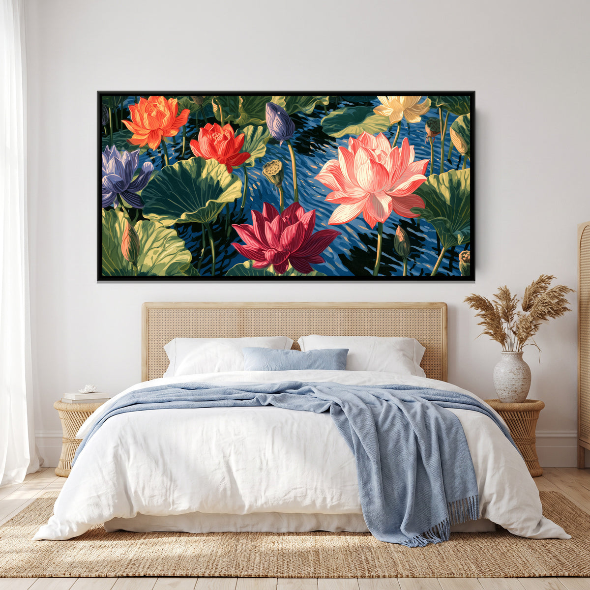 Lotus Pond — canvas art shown in a second room setting