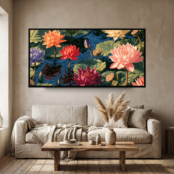Lotus Pond — framed canvas art hung on a wall