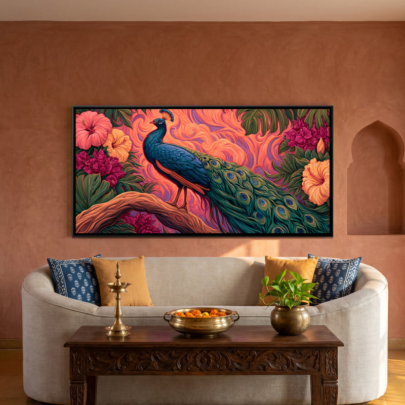 Peacock and Hibiscus