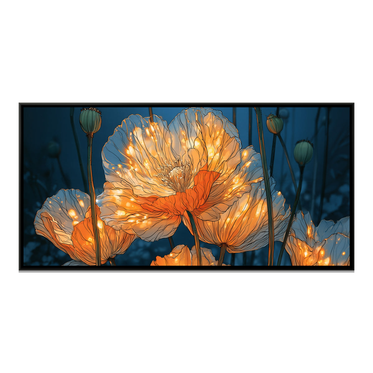 Orange Poppies — framed canvas print, front view