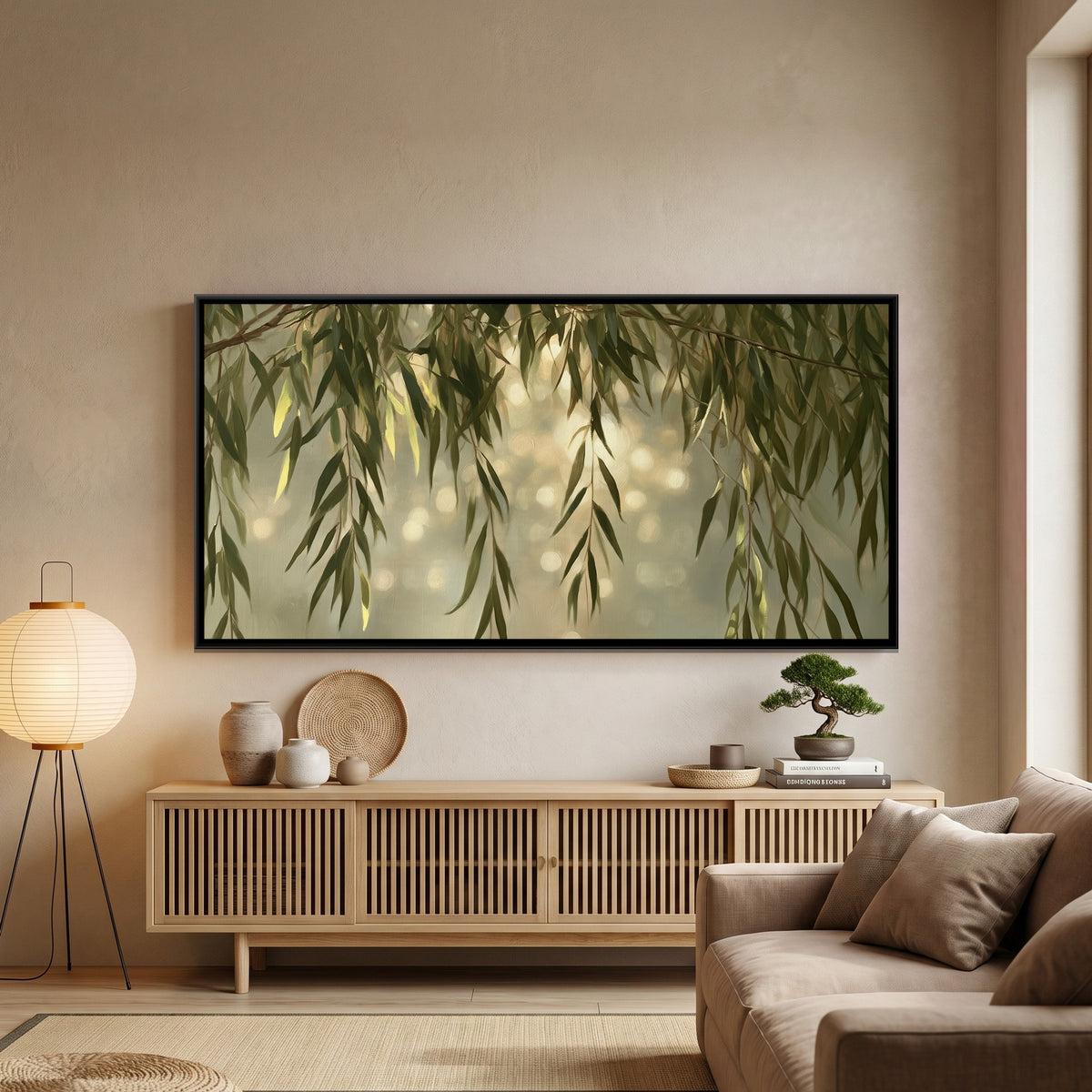 Willow Leaves — framed canvas art hung on a wall