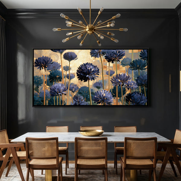 Klimt Flowers — framed canvas art hung on a wall