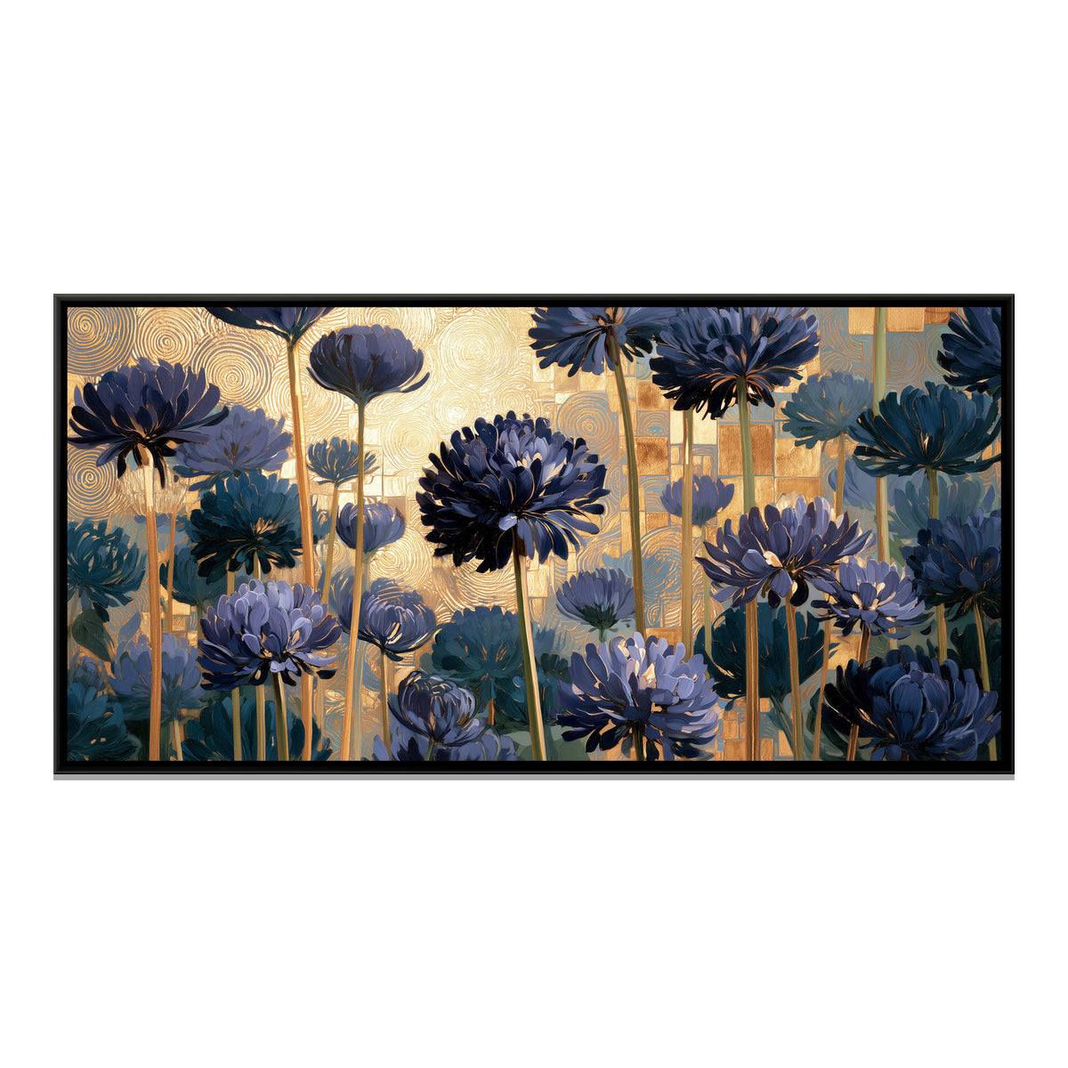 Klimt Flowers — framed canvas print, front view