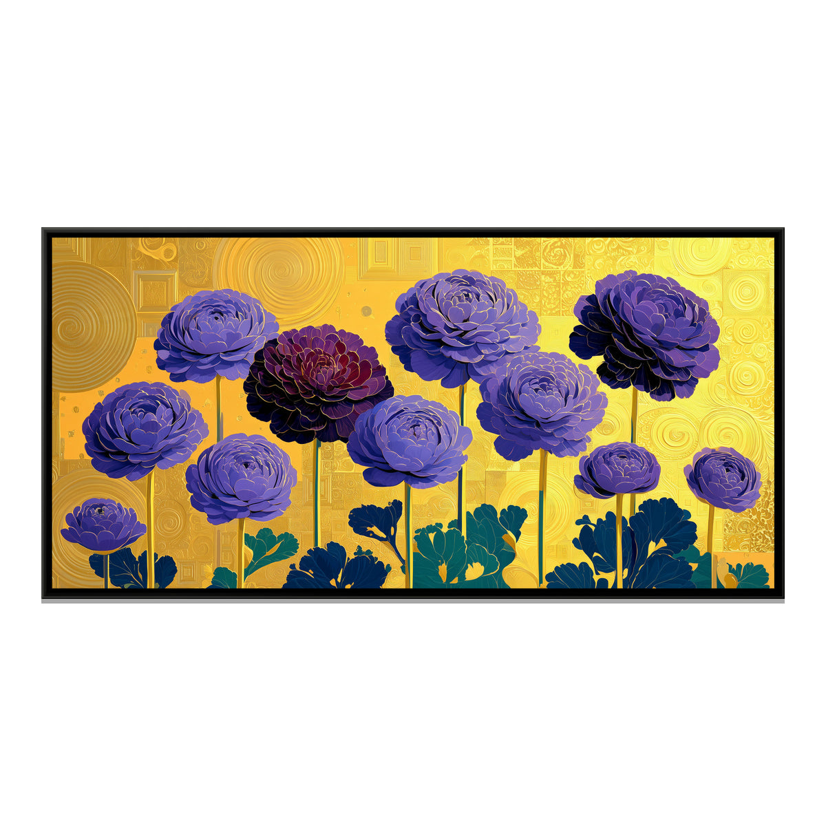 Klimt Flowers — framed canvas print, front view