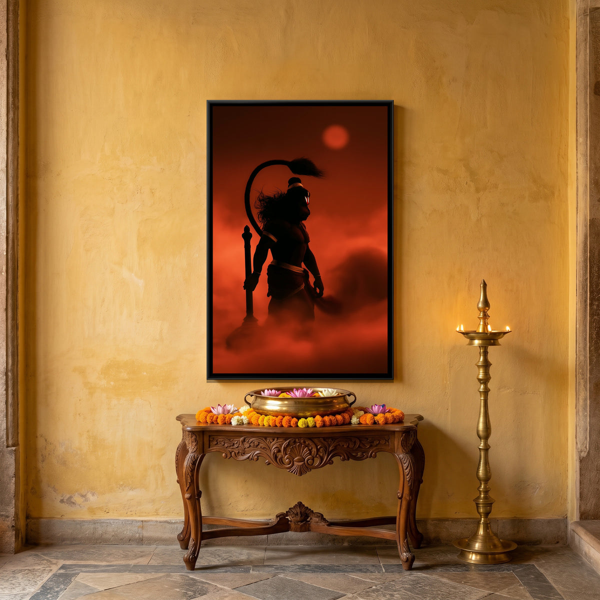 Hanuman Ji — canvas art shown in a styled room