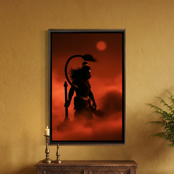 Hanuman Ji — framed canvas art hung on a wall