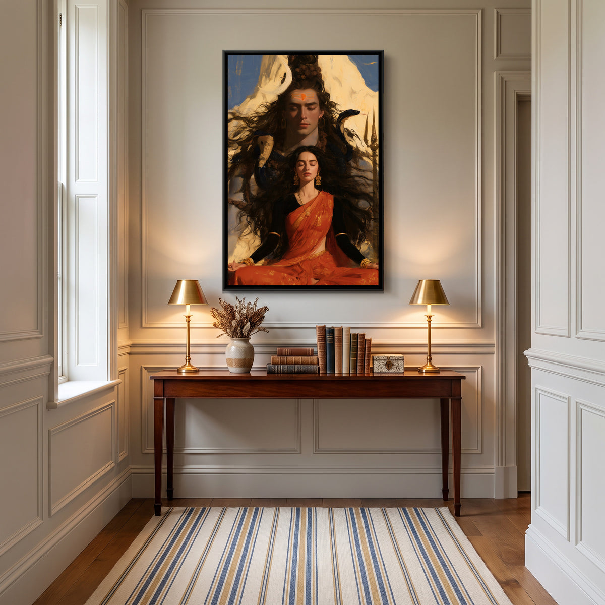 Shiva Parvati — canvas art shown in a second room setting