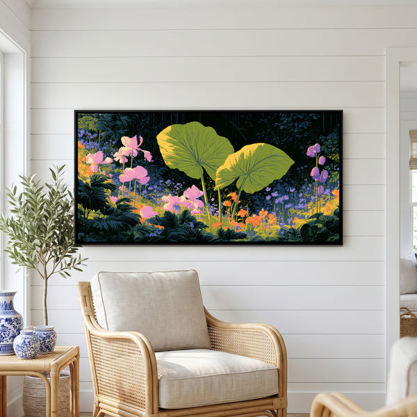 Tropical Jungle — framed canvas art hung on a wall