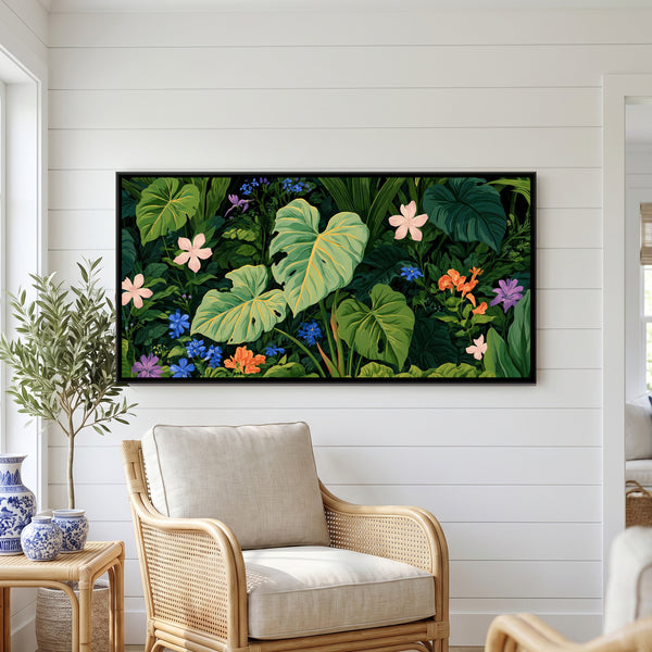 Tropical Jungle — framed canvas art hung on a wall