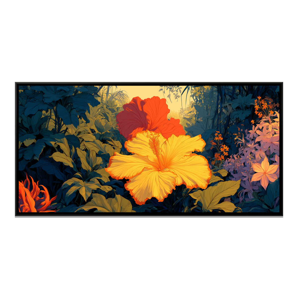 Tropical Flowers — framed canvas print, front view