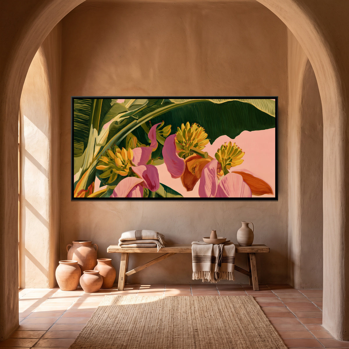 Banana Blossom — canvas art shown in a second room setting