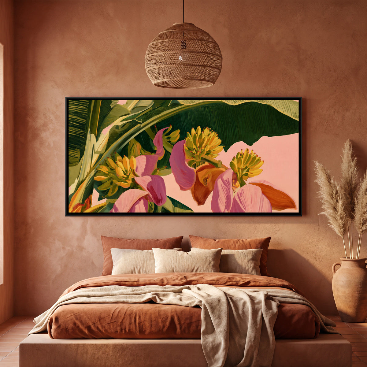 Banana Blossom — framed canvas art hung on a wall