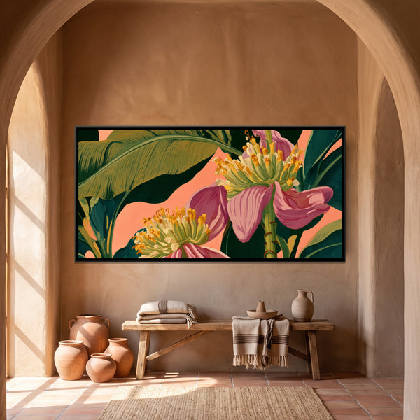 Banana Blossom — framed canvas art hung on a wall