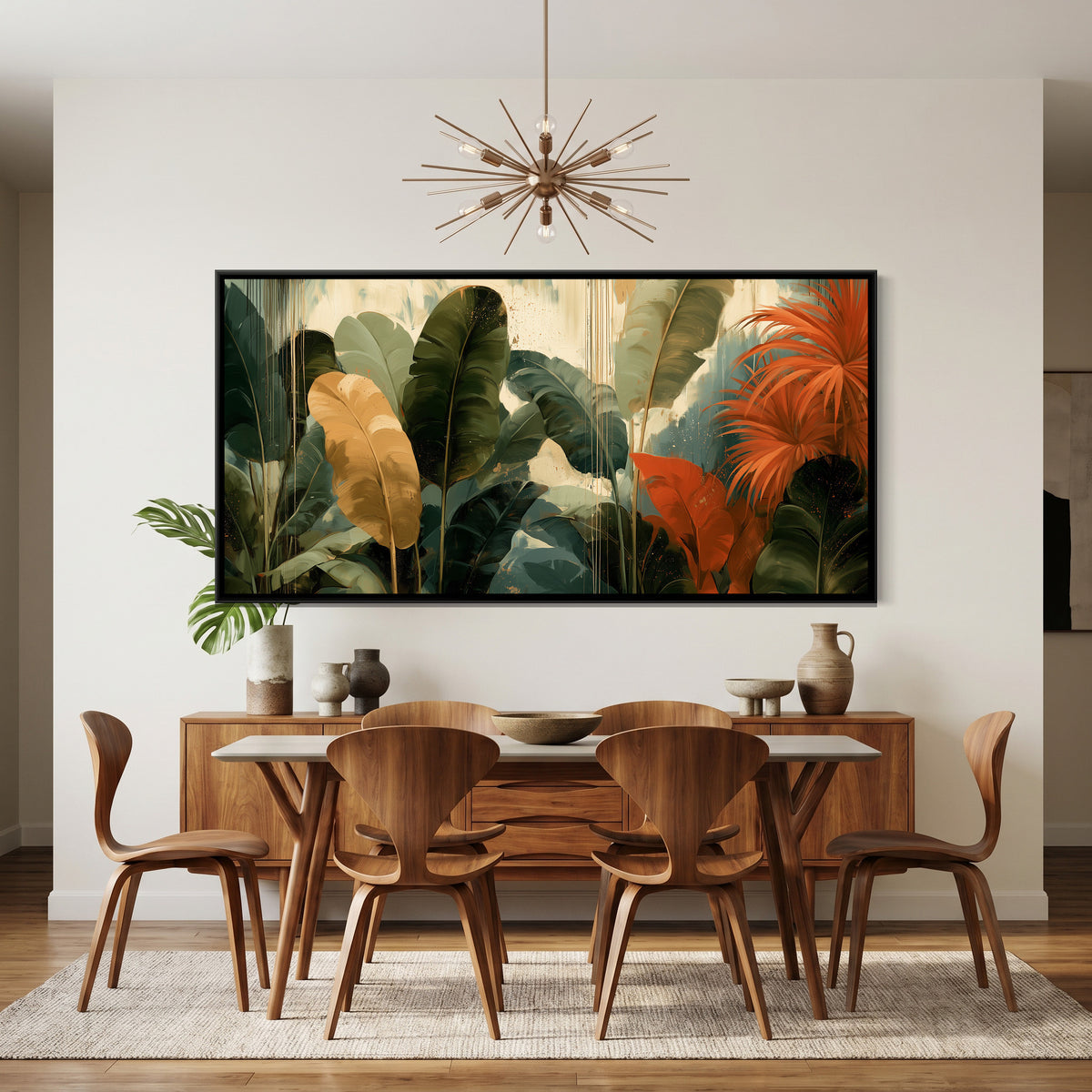 Banana Leaves — canvas art shown in a styled room
