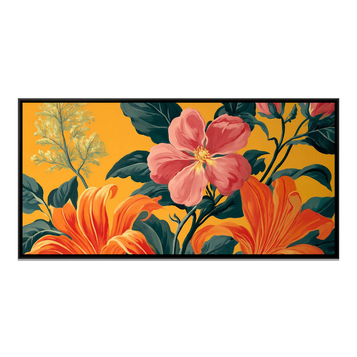 Tropical Flowers — framed canvas print, front view