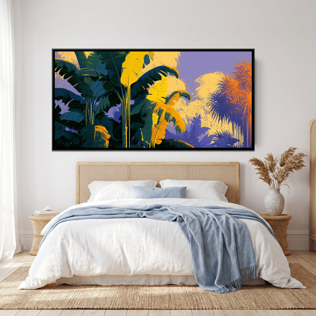 Banana Leaves — canvas art shown in a second room setting