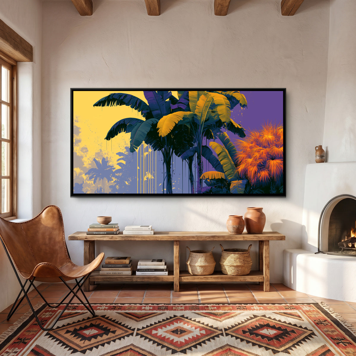 Banana Leaves — canvas art shown in a styled room