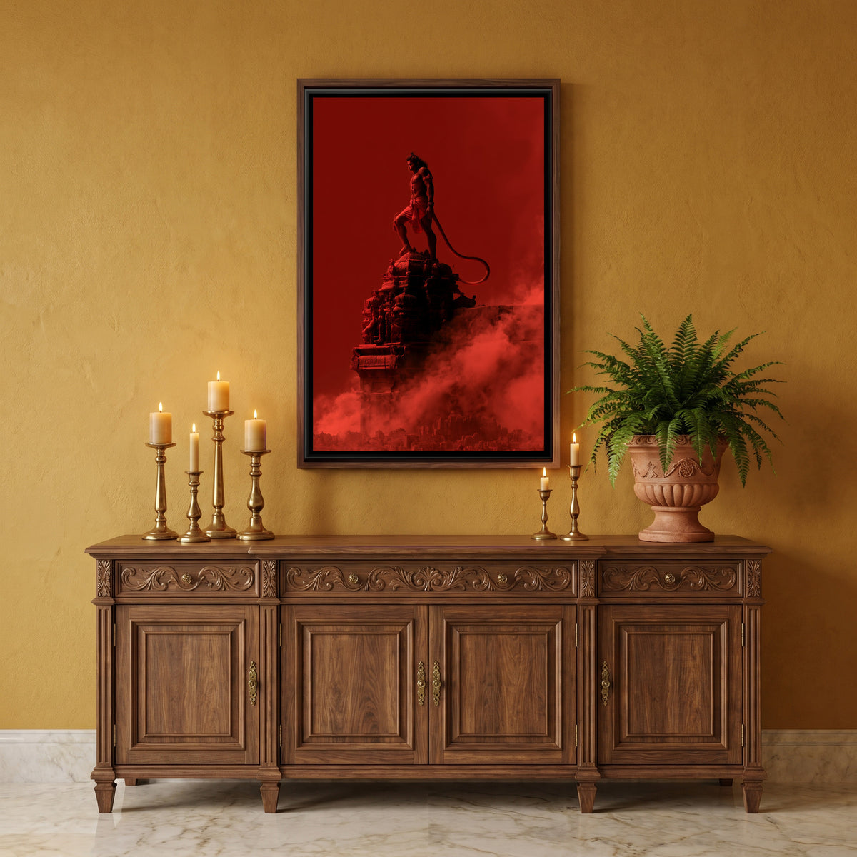 Hanuman Ji — canvas art shown in a styled room