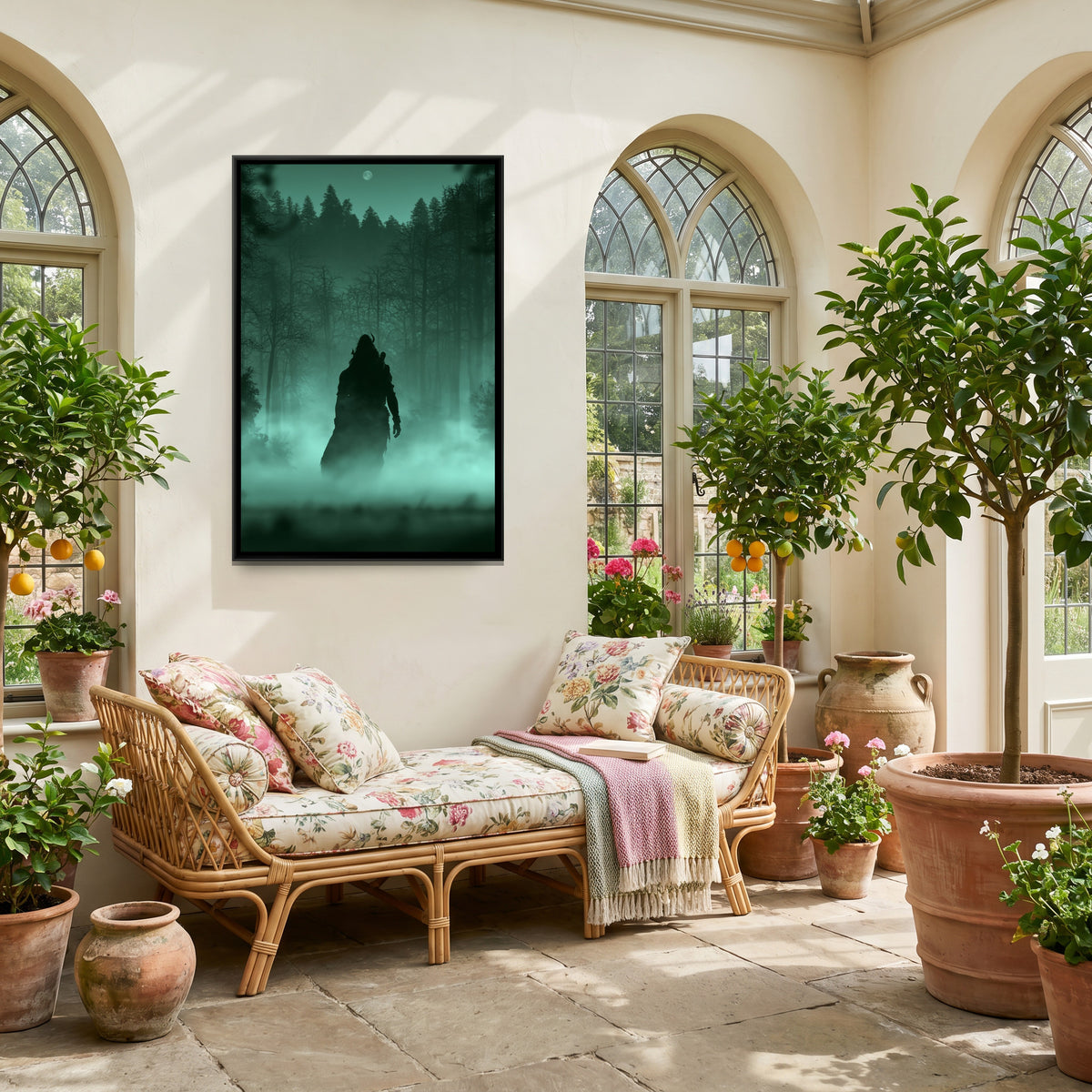 Mahadev in the Forest — canvas art shown in a second room setting