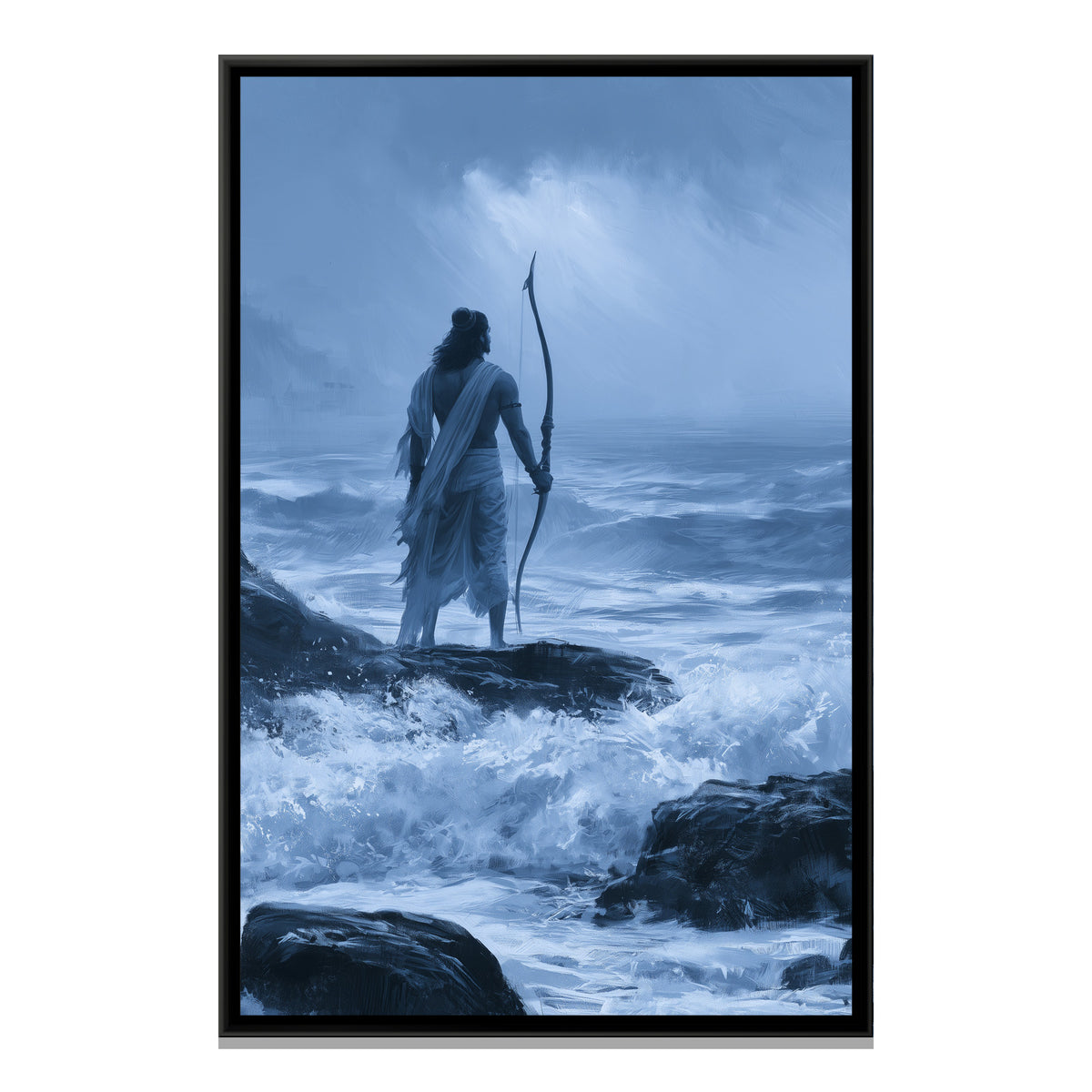 Shri Ram with Bow — framed canvas print, front view