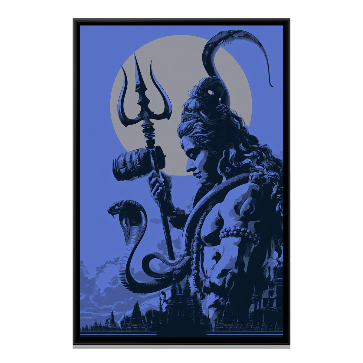 Mahadev with Trishul — framed canvas print, front view