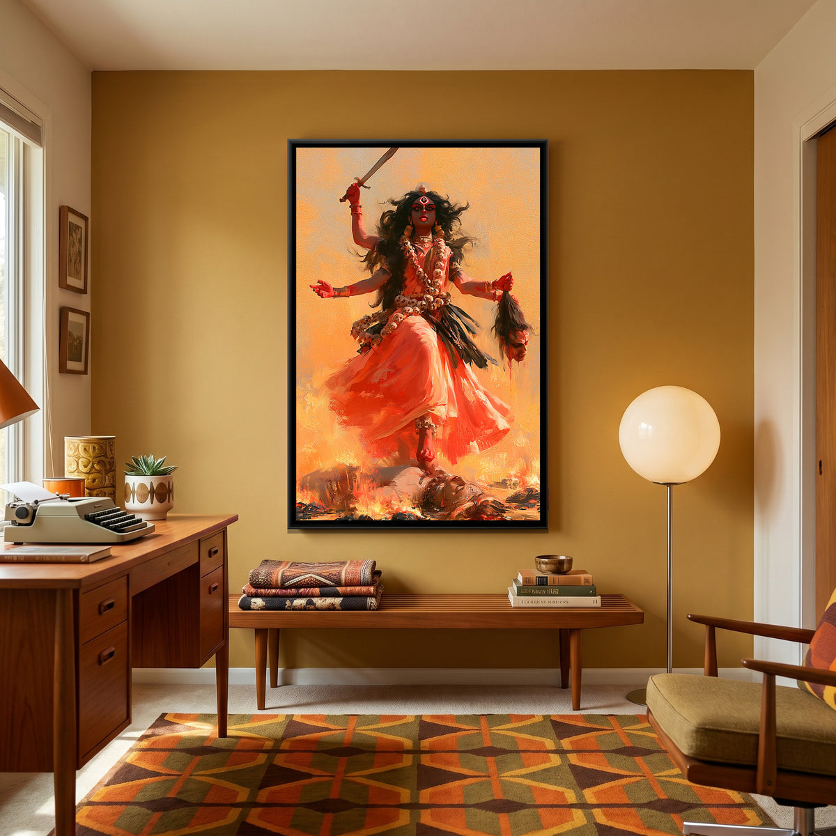 Maa Kali — canvas art shown in a second room setting