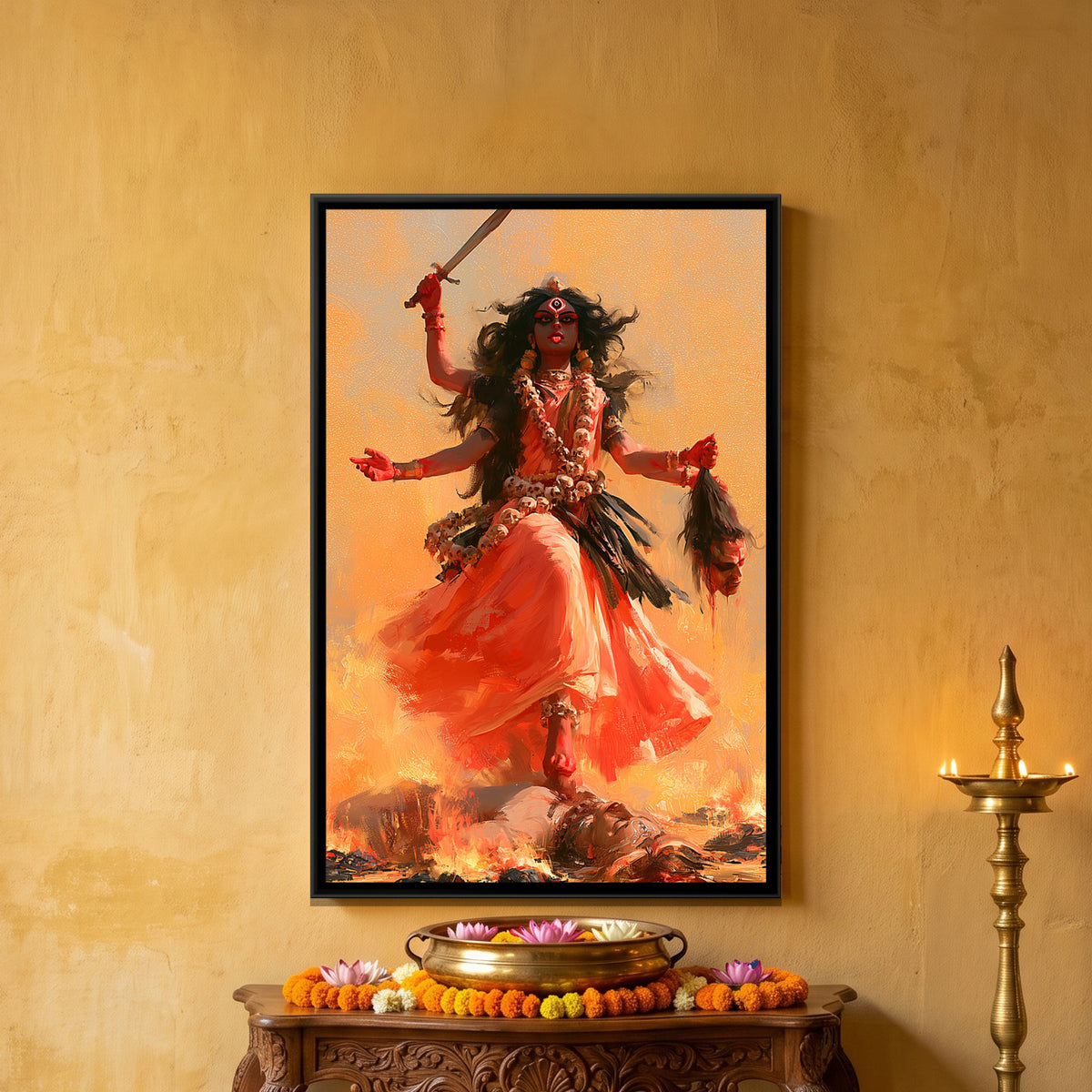 Maa Kali — framed canvas art hung on a wall