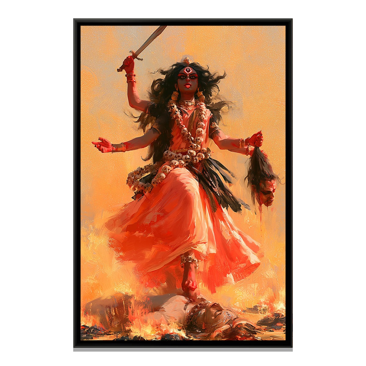 Maa Kali — framed canvas print, front view