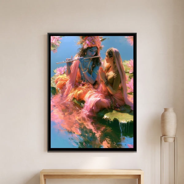 Shri Radha Krishna — framed canvas art hung on a wall
