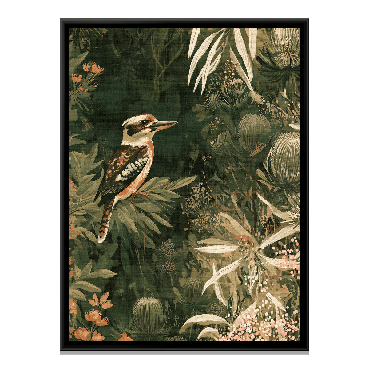 Kookaburra — framed canvas print, front view
