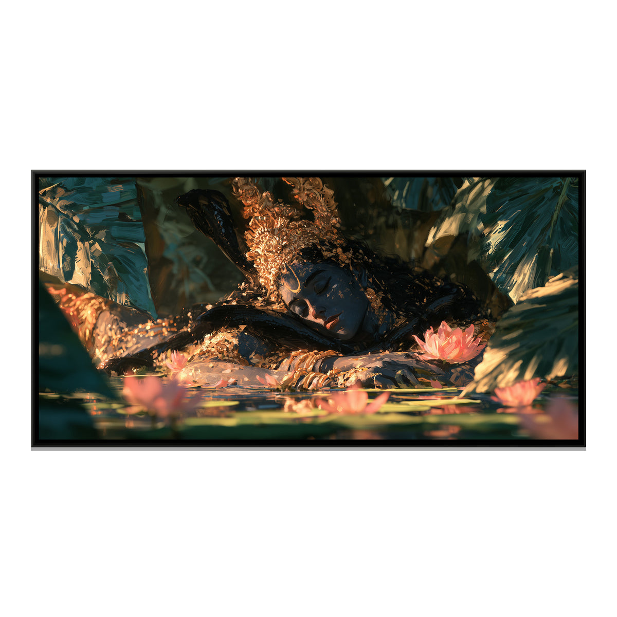 Reclining Shri Vishnu — framed canvas print, front view