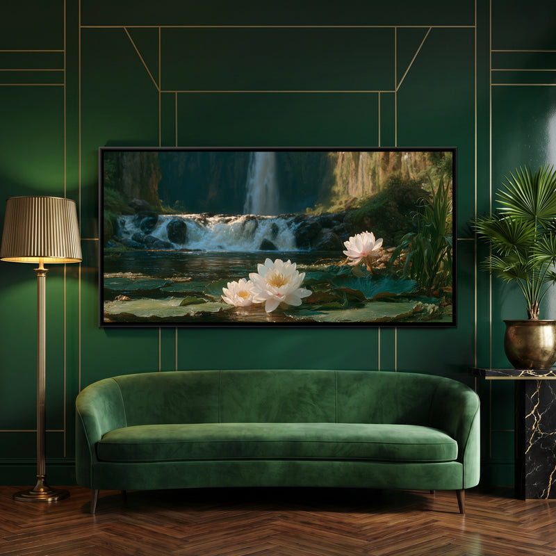 Waterfall and Water Lilies