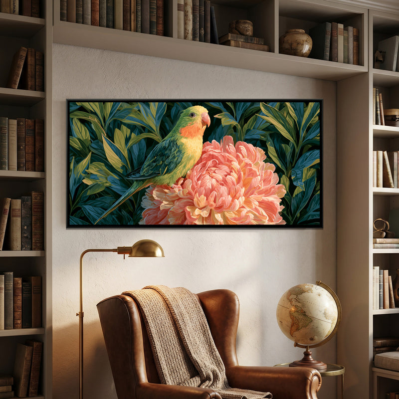 Parrot on Peony