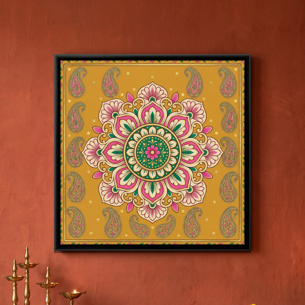 Paisley Mandala — framed canvas art hung on a wall