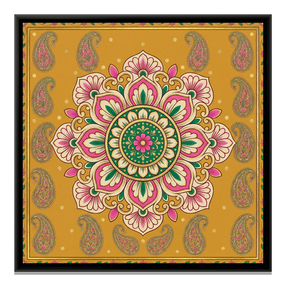 Paisley Mandala — framed canvas print, front view