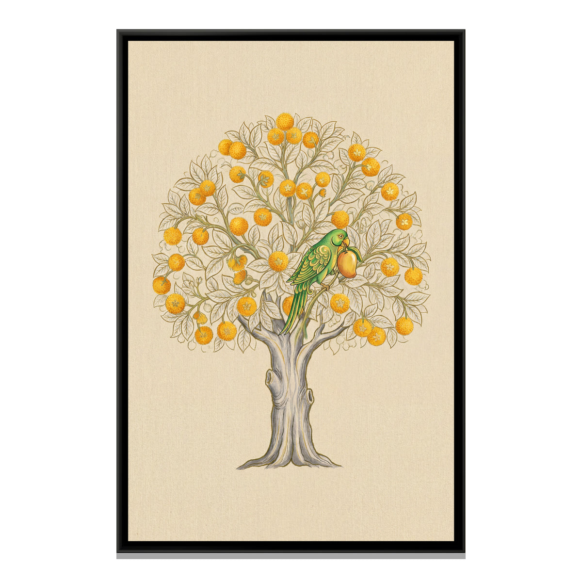 Pichwai Kadamba Tree — framed canvas print, front view