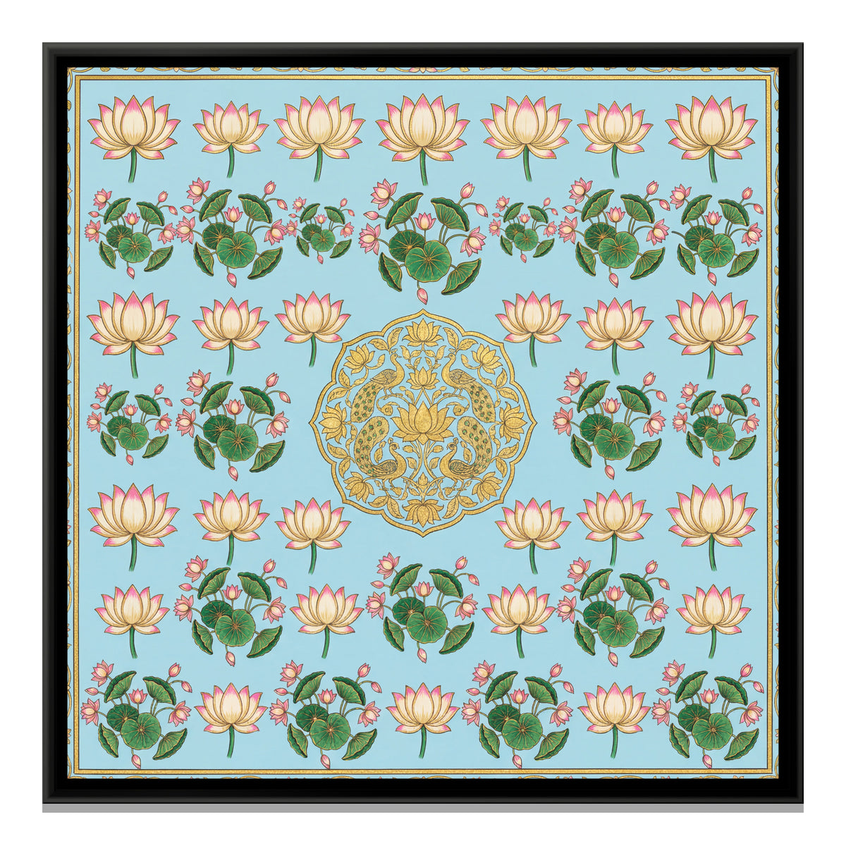 Pichwai Lotus — framed canvas print, front view