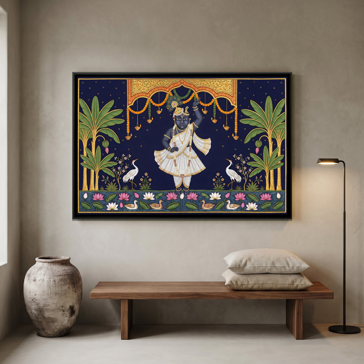 Pichwai Shrinathji — canvas art shown in a second room setting