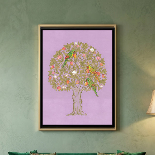 Pichwai Tree of Life — framed canvas art hung on a wall