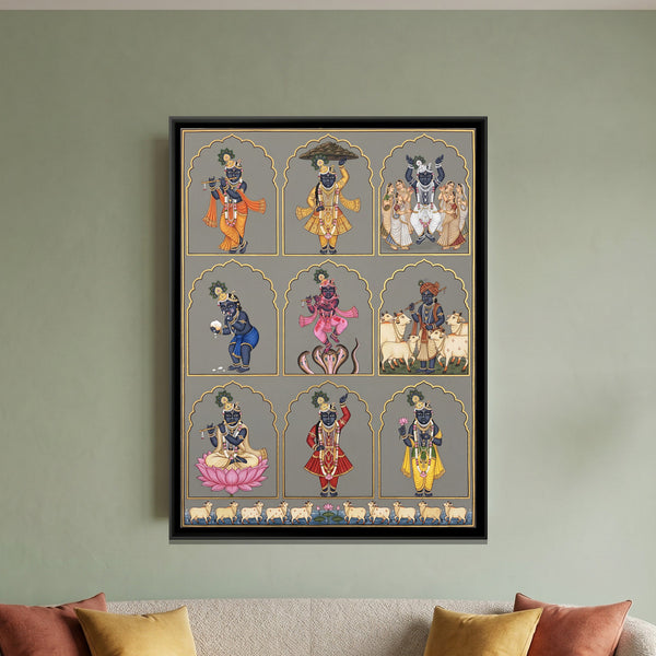 Shrinathji Nav Swaroop — framed canvas art hung on a wall