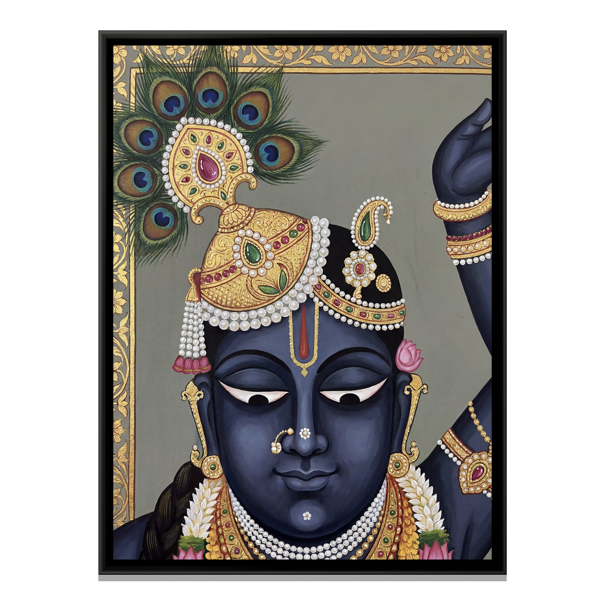 Shrinathji Face — framed canvas print, front view